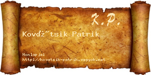 Kovátsik Patrik névjegykártya
